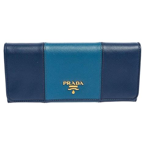 prada colorblock flap wallet two toned blue